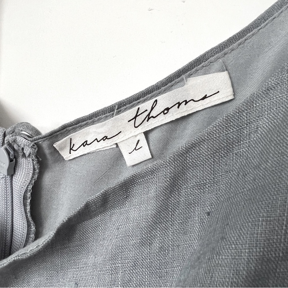 Kara Thoms Bellflower Dress in Chambray Linen- Size L - Picture 14 of 16